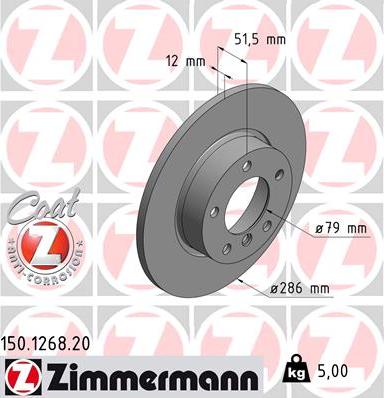 Zimmermann 150.1268.20 - Гальмівний диск autocars.com.ua