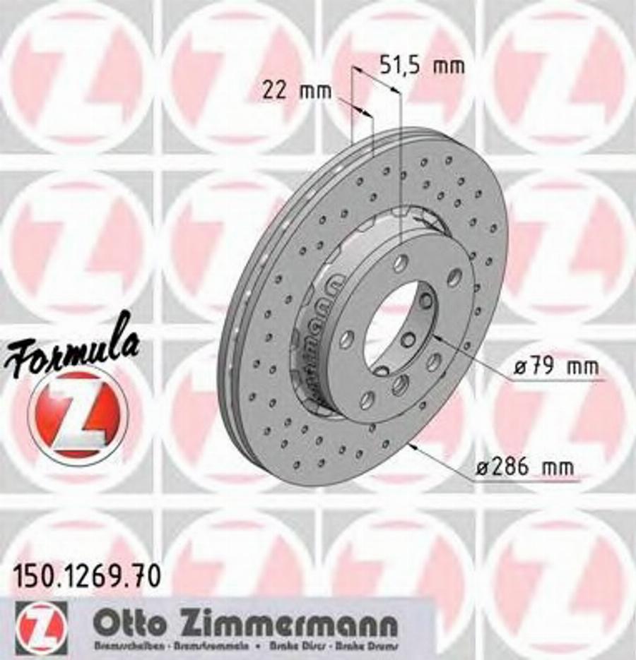 Zimmermann 150.1269.70 - Гальмівний диск autocars.com.ua