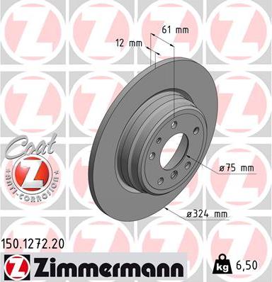 Zimmermann 150.1272.20 - Гальмівний диск autocars.com.ua