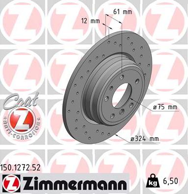 Zimmermann 150.1272.52 - Гальмівний диск autocars.com.ua