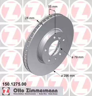 Zimmermann 150.1275.00 - Тормозной диск avtokuzovplus.com.ua