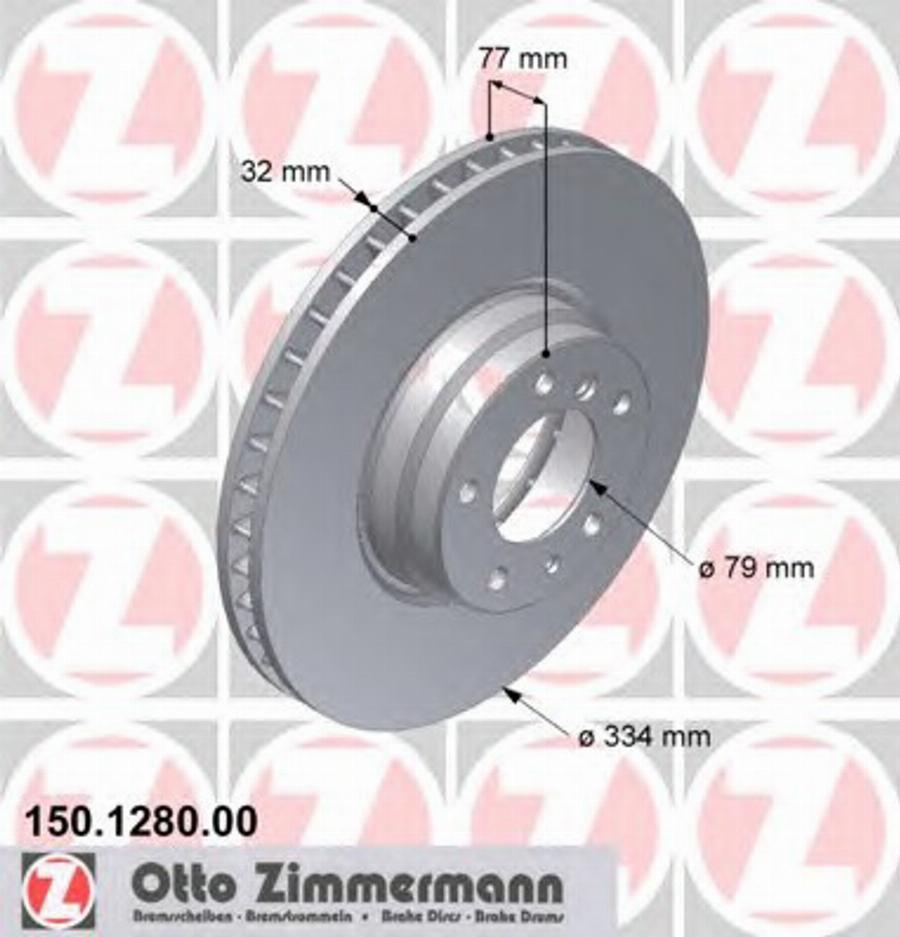 Zimmermann 150 1280 00 - Гальмівний диск autocars.com.ua