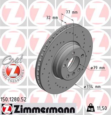 Zimmermann 150.1280.52 - Гальмівний диск autocars.com.ua