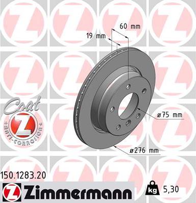 Zimmermann 150.1283.20 - Тормозной диск avtokuzovplus.com.ua