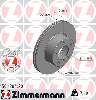 Zimmermann 150.1284.20 - Гальмівний диск autocars.com.ua
