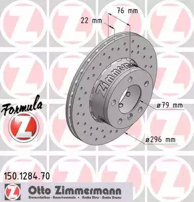 Zimmermann 150.1284.70 - Гальмівний диск autocars.com.ua