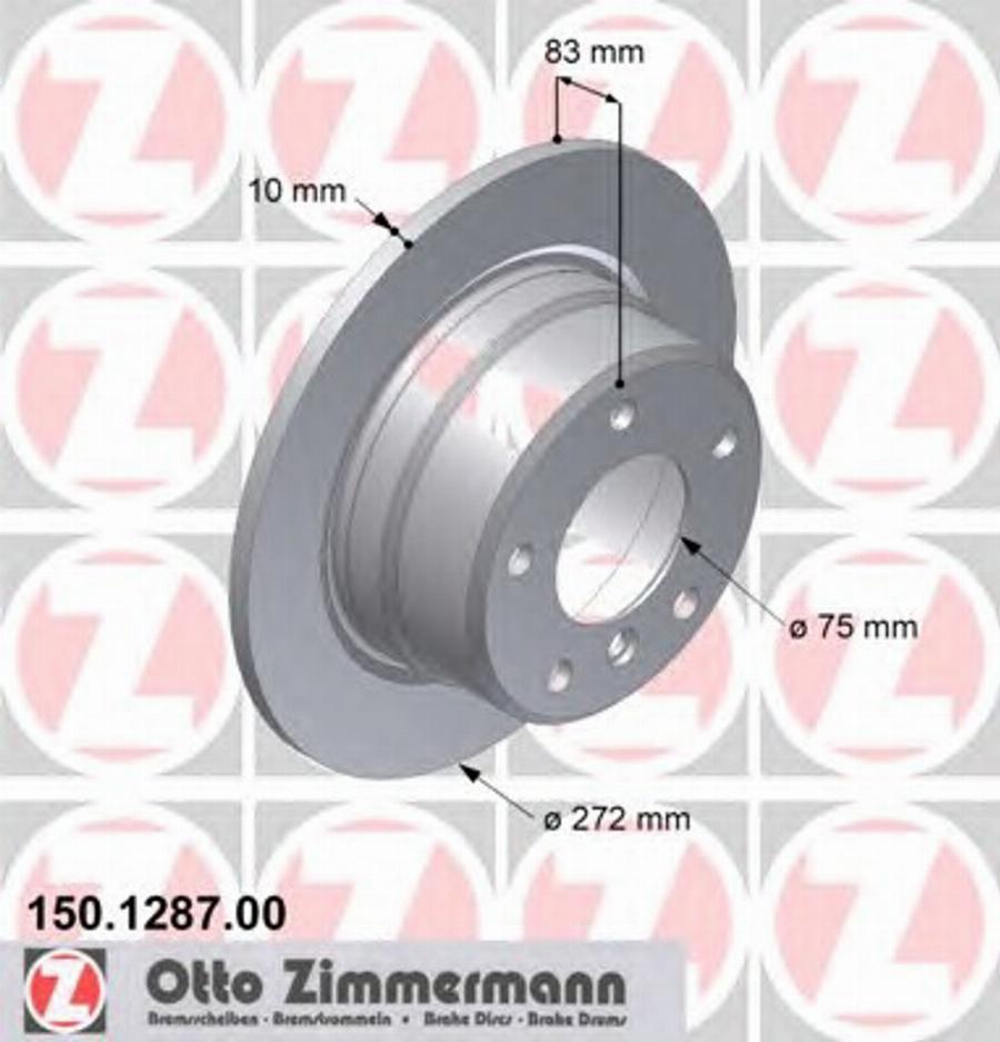 Zimmermann 150 1287 00 - Тормозной диск autodnr.net