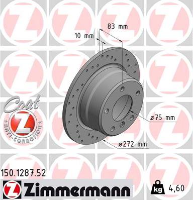 Zimmermann 150.1287.52 - Тормозной диск avtokuzovplus.com.ua