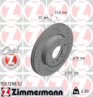 Zimmermann 150.1288.52 - Гальмівний диск autocars.com.ua