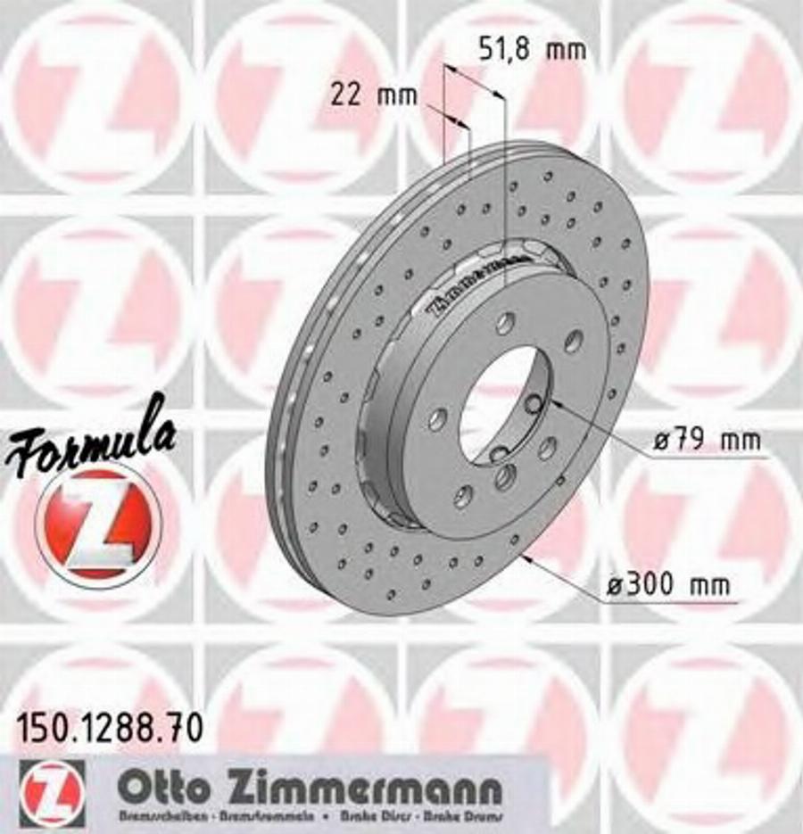 Zimmermann 150.1288.70 - Гальмівний диск autocars.com.ua