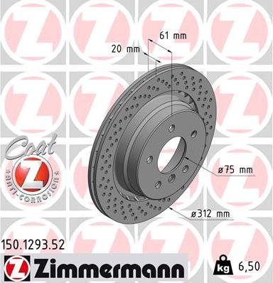 Zimmermann 150.1293.52 - Тормозной диск avtokuzovplus.com.ua