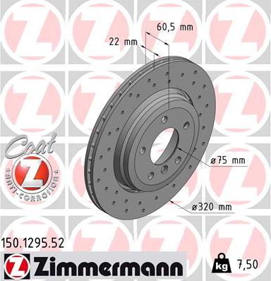 Zimmermann 150.1295.52 - Тормозной диск avtokuzovplus.com.ua