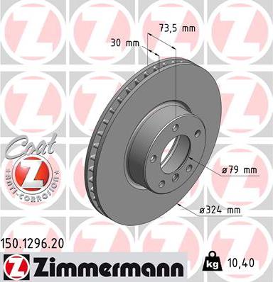 Zimmermann 150.1296.20 - Гальмівний диск autocars.com.ua