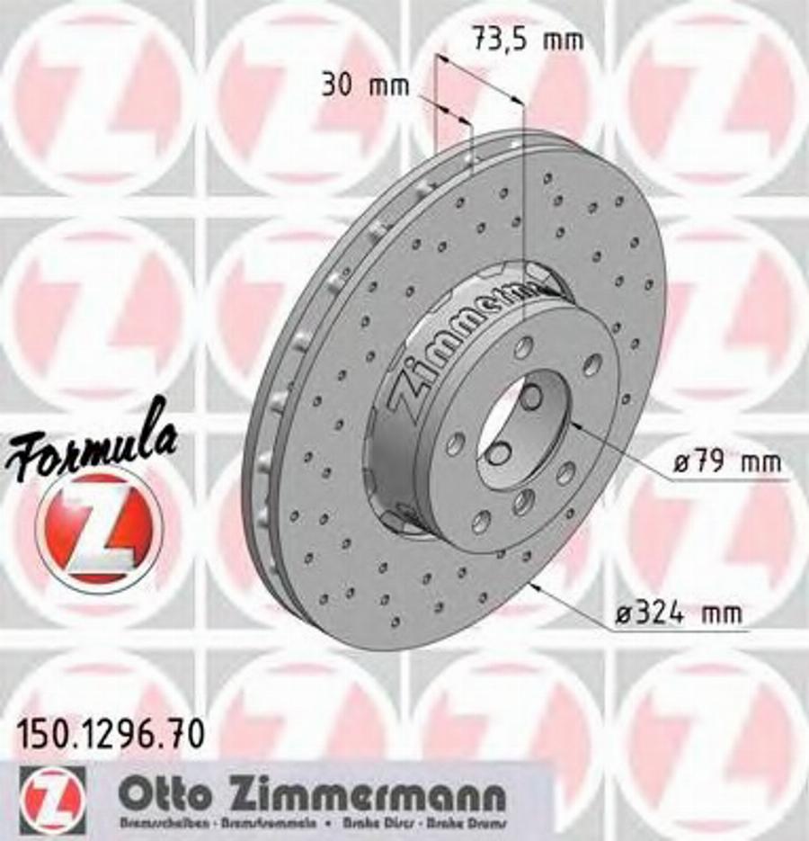 Zimmermann 150.1296.70 - Гальмівний диск autocars.com.ua