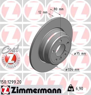 Zimmermann 150.1299.20 - Гальмівний диск autocars.com.ua