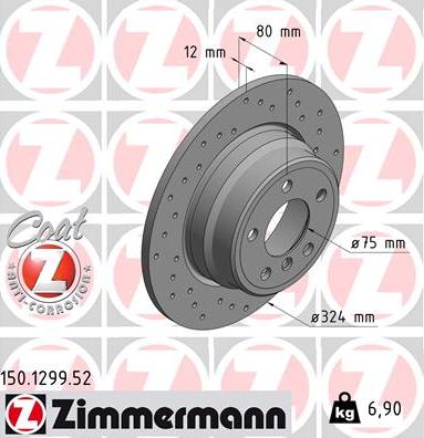 Zimmermann 150.1299.52 - Гальмівний диск autocars.com.ua