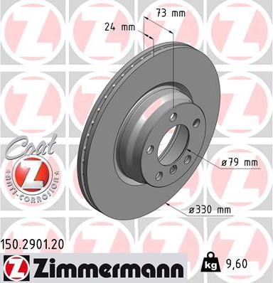 Zimmermann 150.2901.20 - Гальмівний диск autocars.com.ua