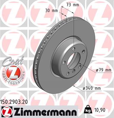 Zimmermann 150.2903.20 - Гальмівний диск autocars.com.ua