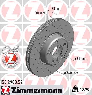 Zimmermann 150.2903.52 - Гальмівний диск autocars.com.ua