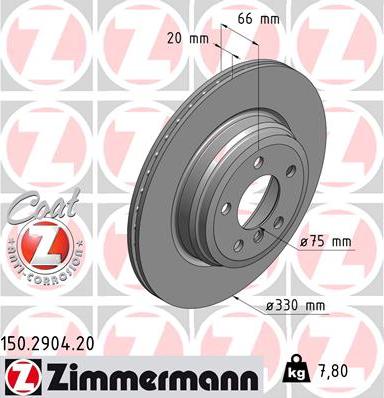 Zimmermann 150.2904.20 - Гальмівний диск autocars.com.ua