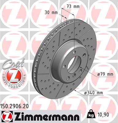 Zimmermann 150.2906.20 - Тормозной диск avtokuzovplus.com.ua