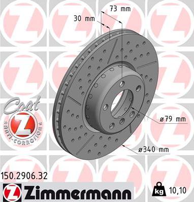 Zimmermann 150.2906.32 - Тормозной диск avtokuzovplus.com.ua