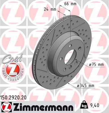 Zimmermann 150.2920.20 - Гальмівний диск autocars.com.ua