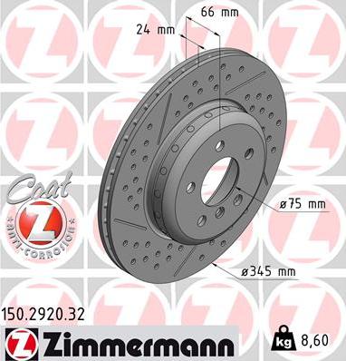 Zimmermann 150.2920.32 - Гальмівний диск autocars.com.ua