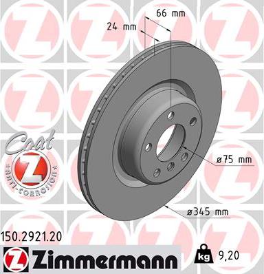 Zimmermann 150.2921.20 - Гальмівний диск autocars.com.ua