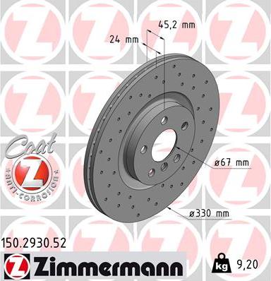 Zimmermann 150.2930.52 - диск гальмівний SPORT Z autocars.com.ua