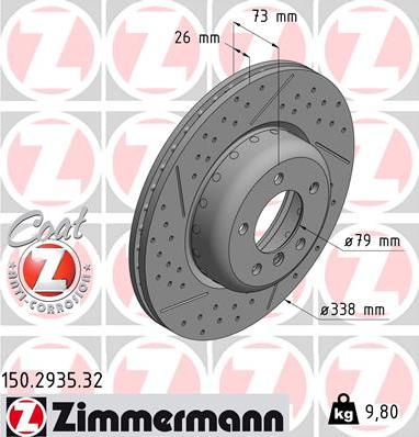 Zimmermann 150.2935.32 - Гальмівний диск autocars.com.ua