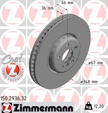 Zimmermann 150.2936.32 - Гальмівний диск autocars.com.ua
