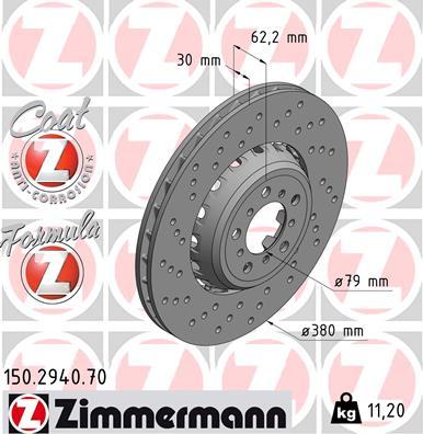 Zimmermann 150.2940.70 - Гальмівний диск autocars.com.ua