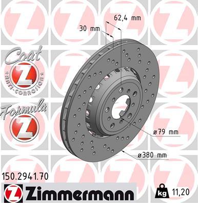 Zimmermann 150.2941.70 - Гальмівний диск autocars.com.ua