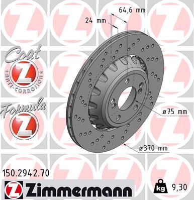 Zimmermann 150.2942.70 - Гальмівний диск autocars.com.ua