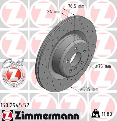 Zimmermann 150.2945.52 - Тормозной диск avtokuzovplus.com.ua