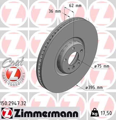 Zimmermann 150.2947.32 - Гальмівний диск autocars.com.ua