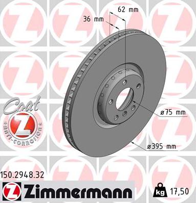 Zimmermann 150.2948.32 - Гальмівний диск autocars.com.ua