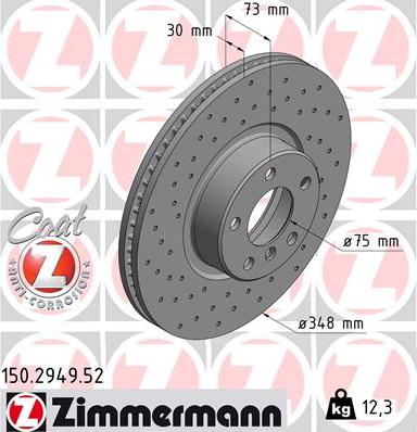 Zimmermann 150.2949.52 - Гальмівний диск autocars.com.ua