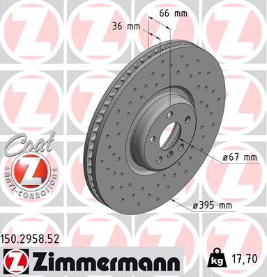 Zimmermann 150.2958.52 - Гальмівний диск autocars.com.ua