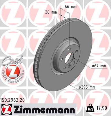 Zimmermann 150.2962.20 - Гальмівний диск autocars.com.ua