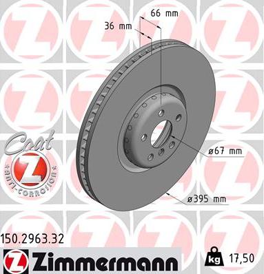 Zimmermann 150.2963.32 - Гальмівний диск autocars.com.ua