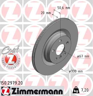 Zimmermann 150.2979.20 - Гальмівний диск autocars.com.ua