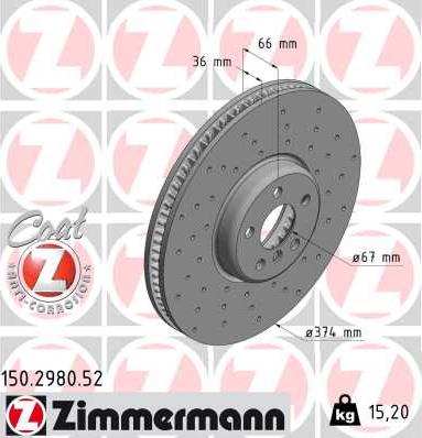 Zimmermann 150.2980.52 - Тормозной диск avtokuzovplus.com.ua