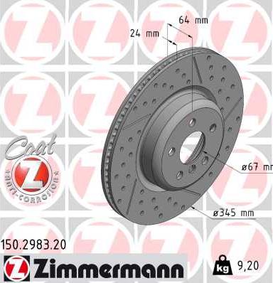 Zimmermann 150.2983.20 - Тормозной диск avtokuzovplus.com.ua