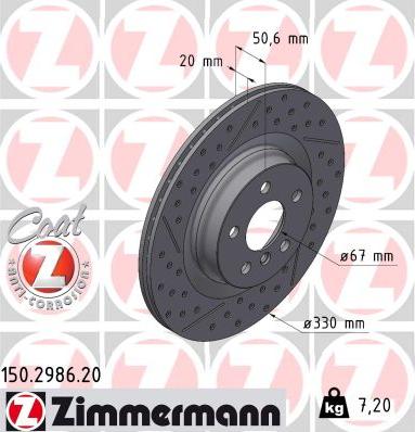 Zimmermann 150.2986.20 - Гальмівний диск autocars.com.ua