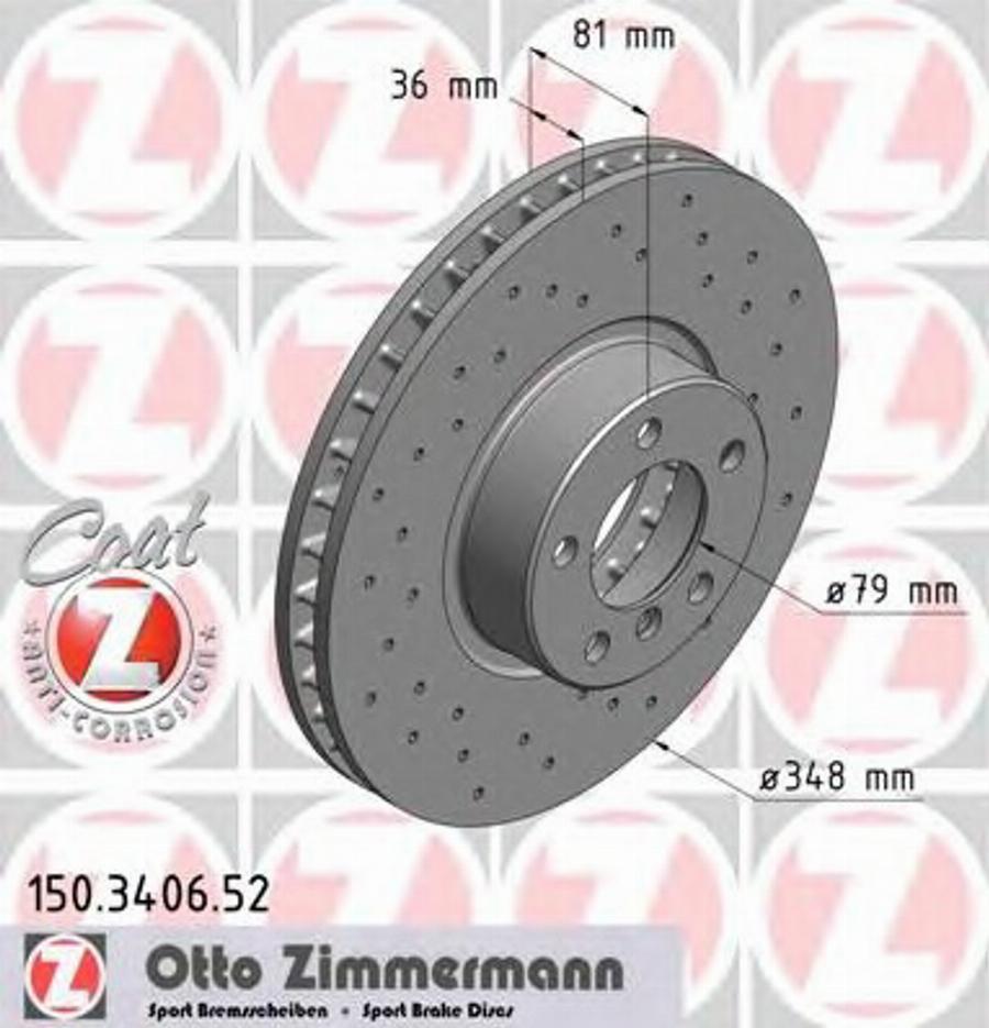 Zimmermann 150.3406.52 - Тормозной диск avtokuzovplus.com.ua