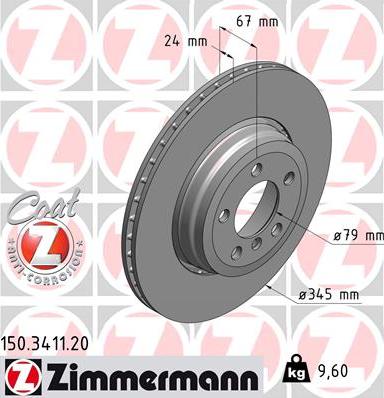 Zimmermann 150.3411.20 - Тормозной диск avtokuzovplus.com.ua