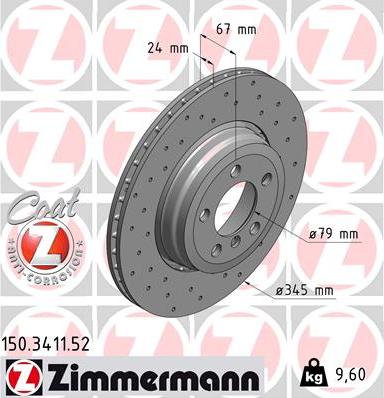 Zimmermann 150.3411.52 - Гальмівний диск autocars.com.ua