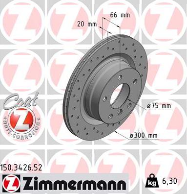Zimmermann 150.3426.52 - Гальмівний диск autocars.com.ua